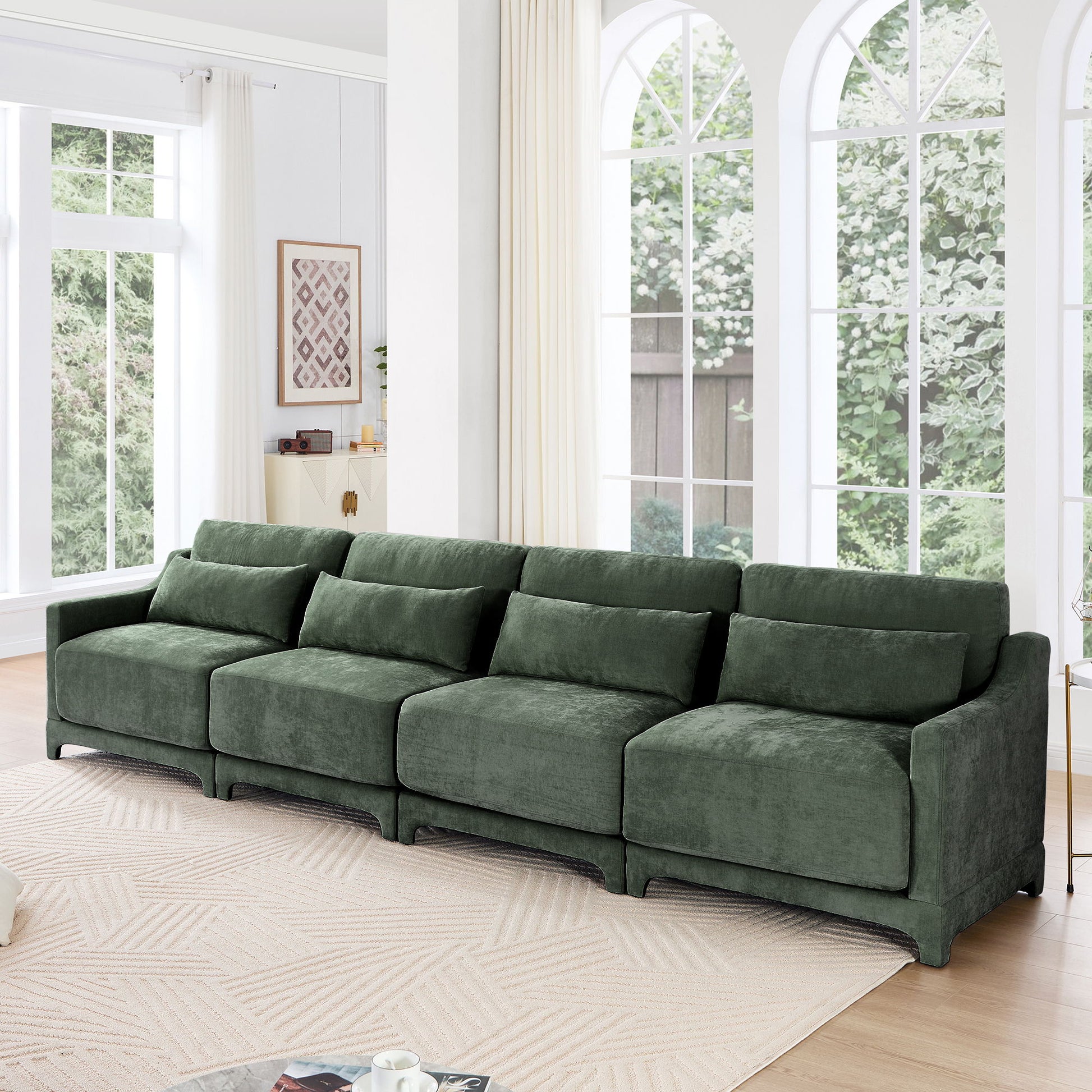 Elegant Sofa With Ergonomic Design And Lumbar Pillows Home Essentials