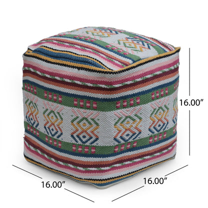 Inca - Handcrafted Peruvian Print Square Pouf Ottoman - Multicolor Home Essentials