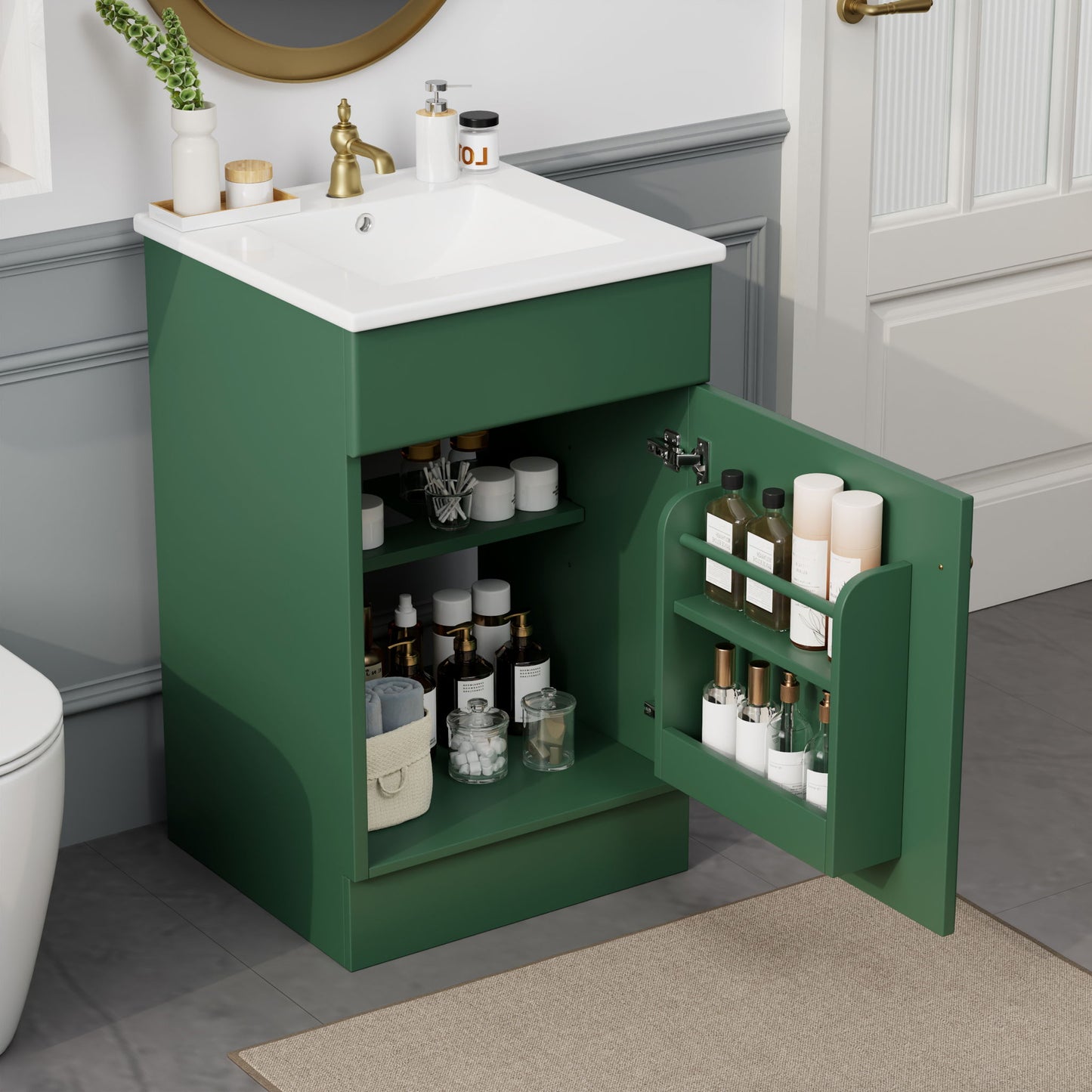 Bathroom Vanity With Sink, Cabinet With Adjustable Shelf Noble House