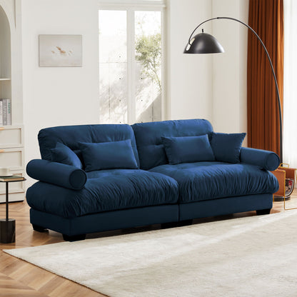 Modern Oversize Sofa With Cloud Like Comfort, Featuring Waist And Throw Pillows Home Essentials