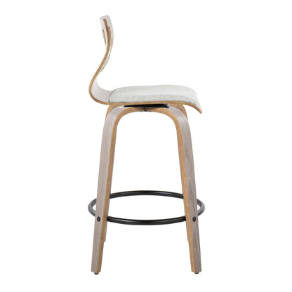 Folia - Contemporary Fixed Height Counter Stool With Swivel With Round Footrest (Set of 2) - Light Gray Lumi Source