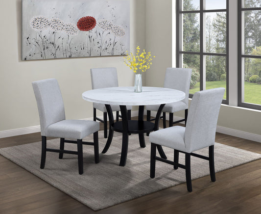 Isla - 5 Piece Dining Room Set - White / Black Crown Mark