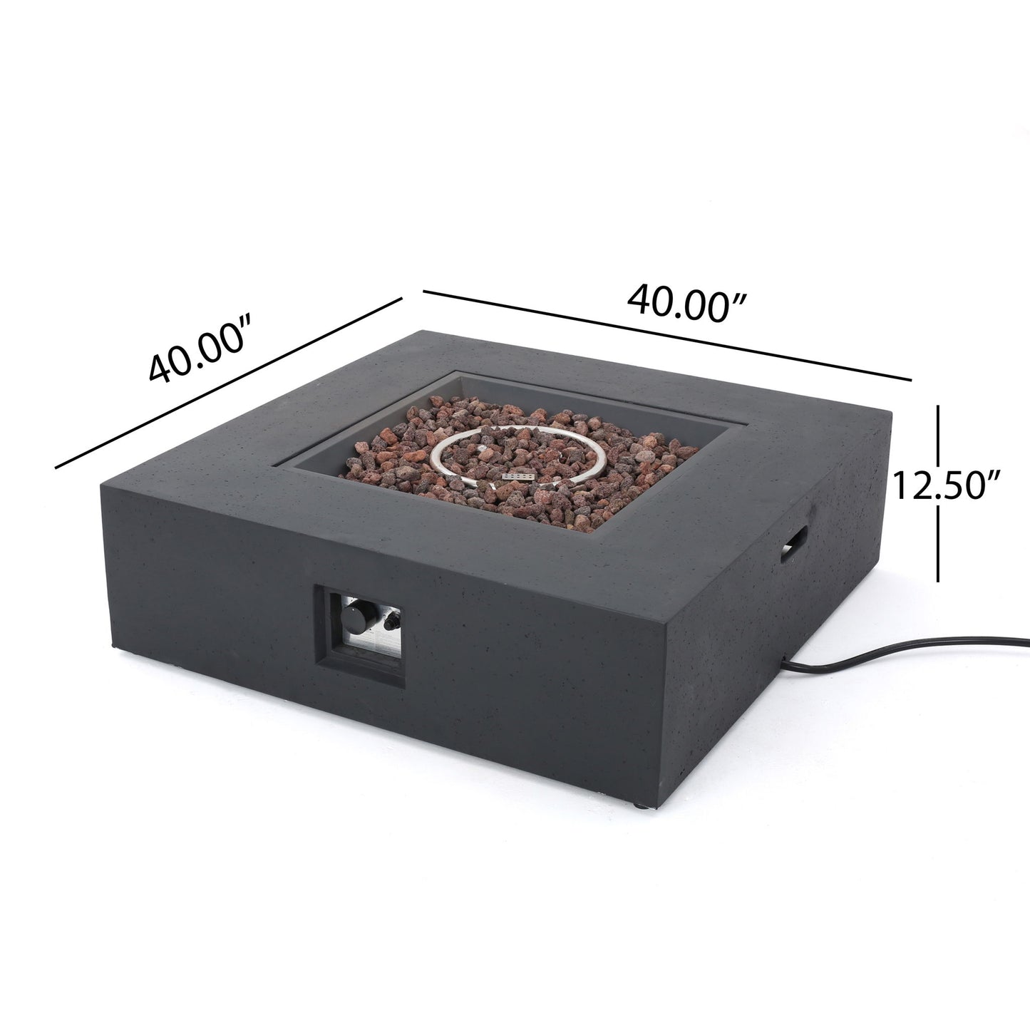 Modern 50,000 Btu Square Fire Table With Propane Tank Noble House
