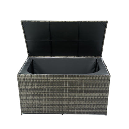 Outdoor Storage Box, Wicker Patio Deck Boxes With Lid, Outdoor Cushion Storage For Kids Toys, Pillows, Towel, Wicker Home Essentials