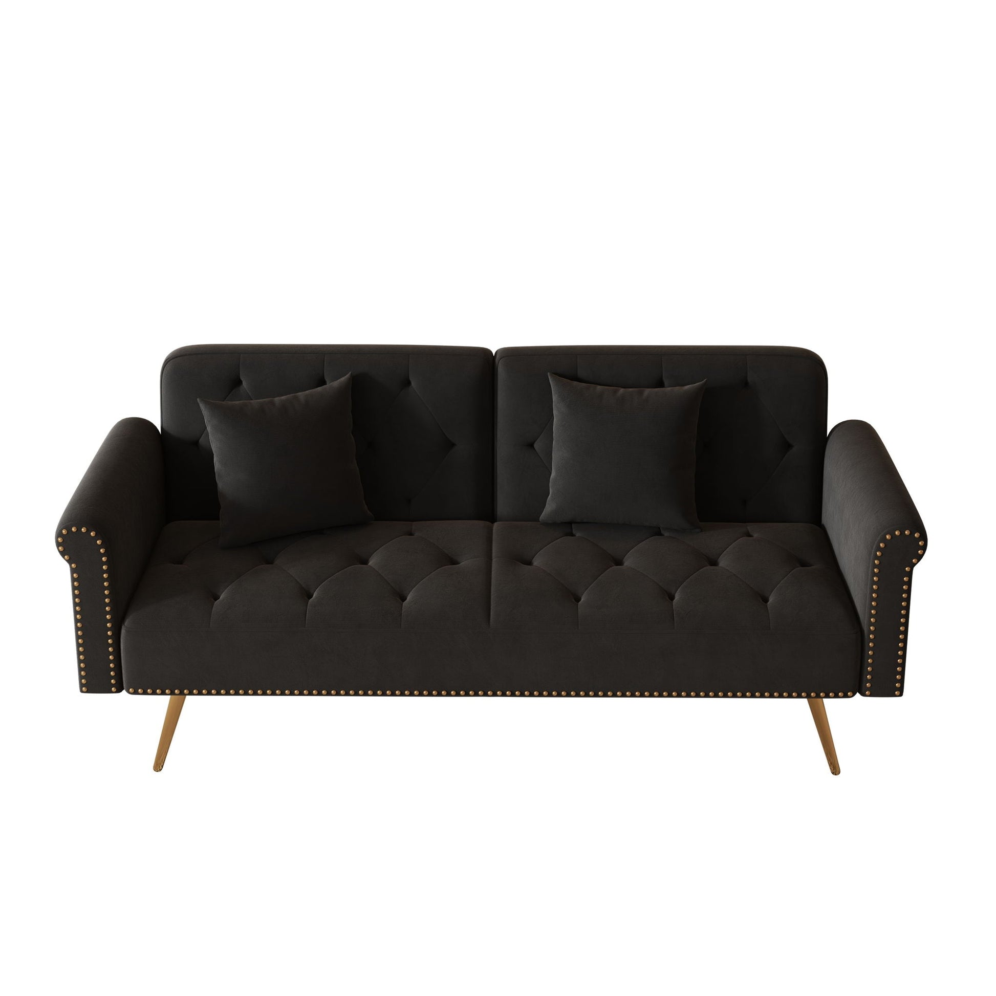 Luxurious Sofa Bed With Nail Head Trim And Matching Pillow Home Essentials