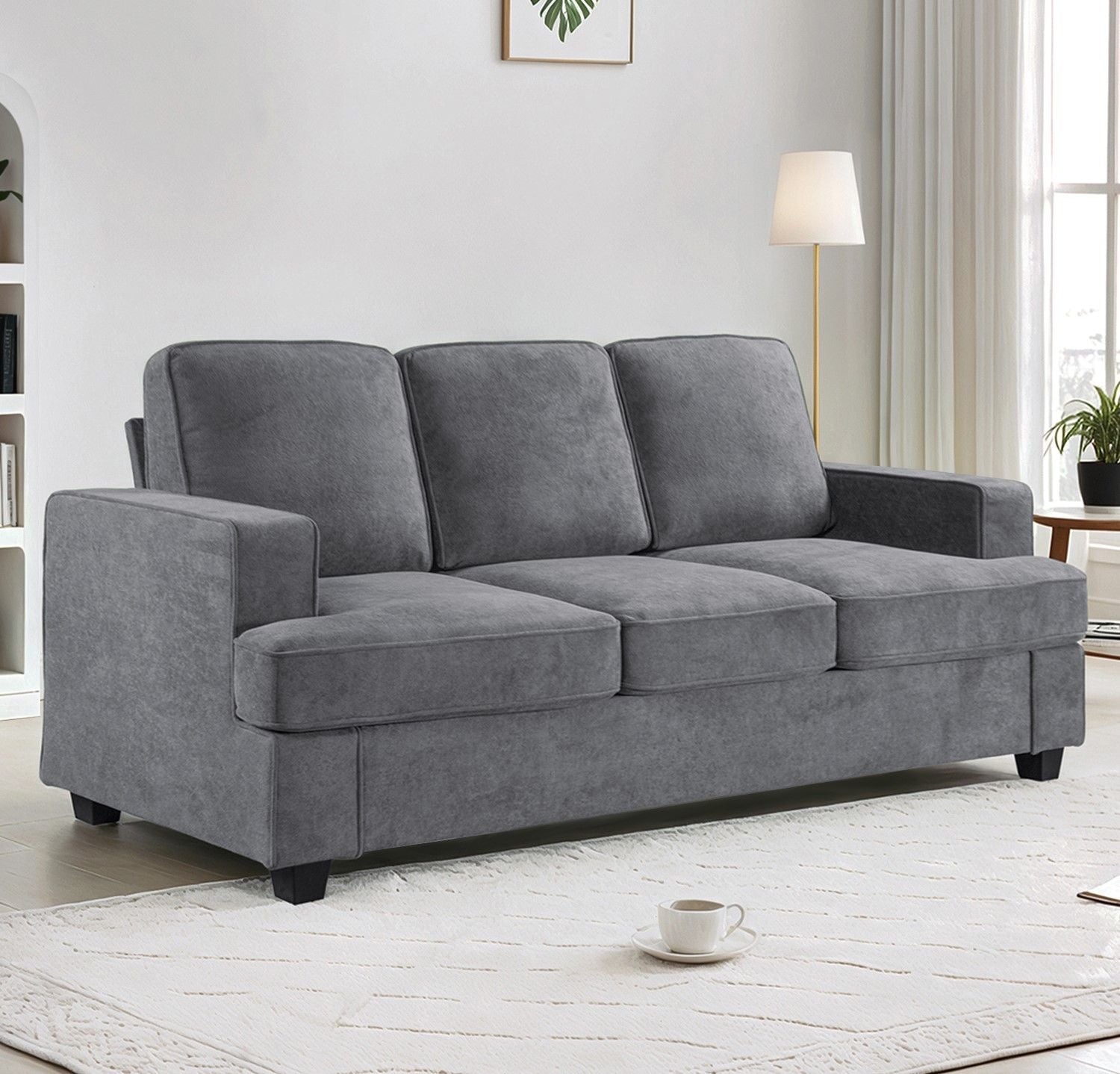 Modern Sofa, Comfortable 3 Seater Couch With Deep Seating, Loose Back Cushions, Wide Arms US Pride