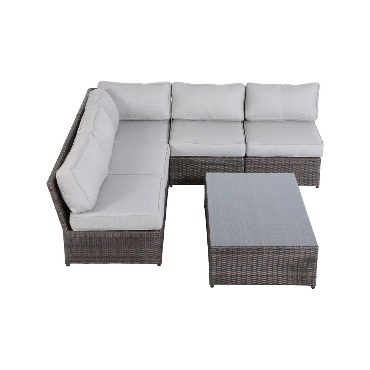 Comfortable Modern Patio Rattan Sectional Set With Cushions LSI Patio Furniture
