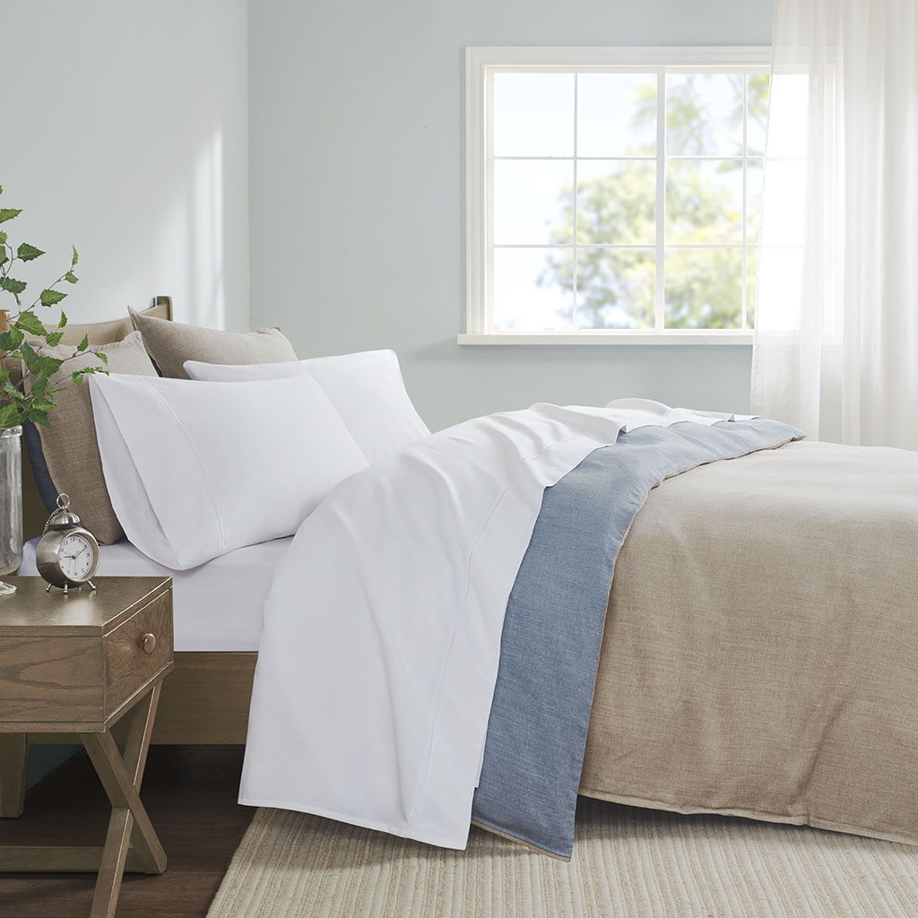 California King 600 Thread Count Sheet Set - White Madison Park