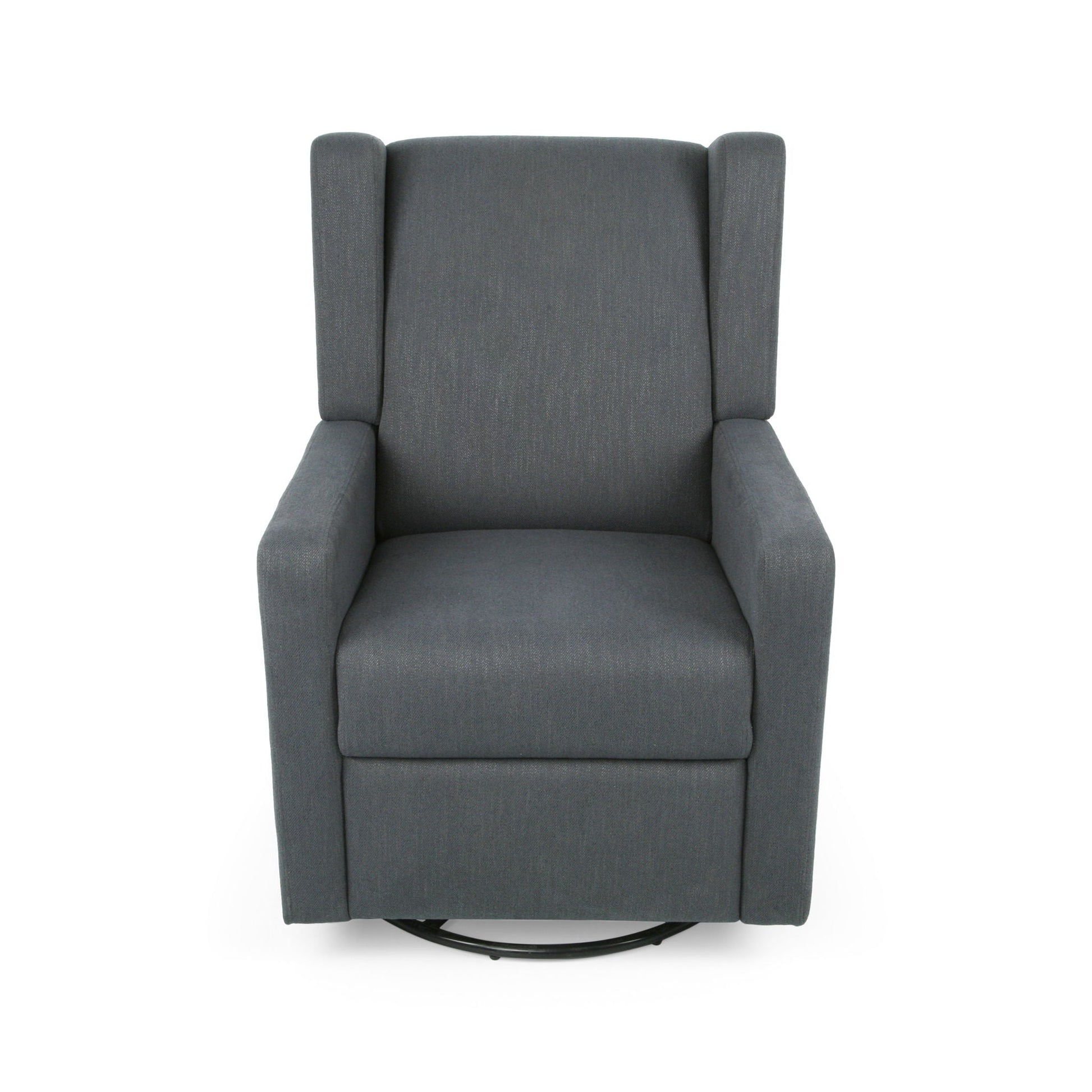 Landau Contemporary Fabric Upholstered Swivel Recliner Noble House
