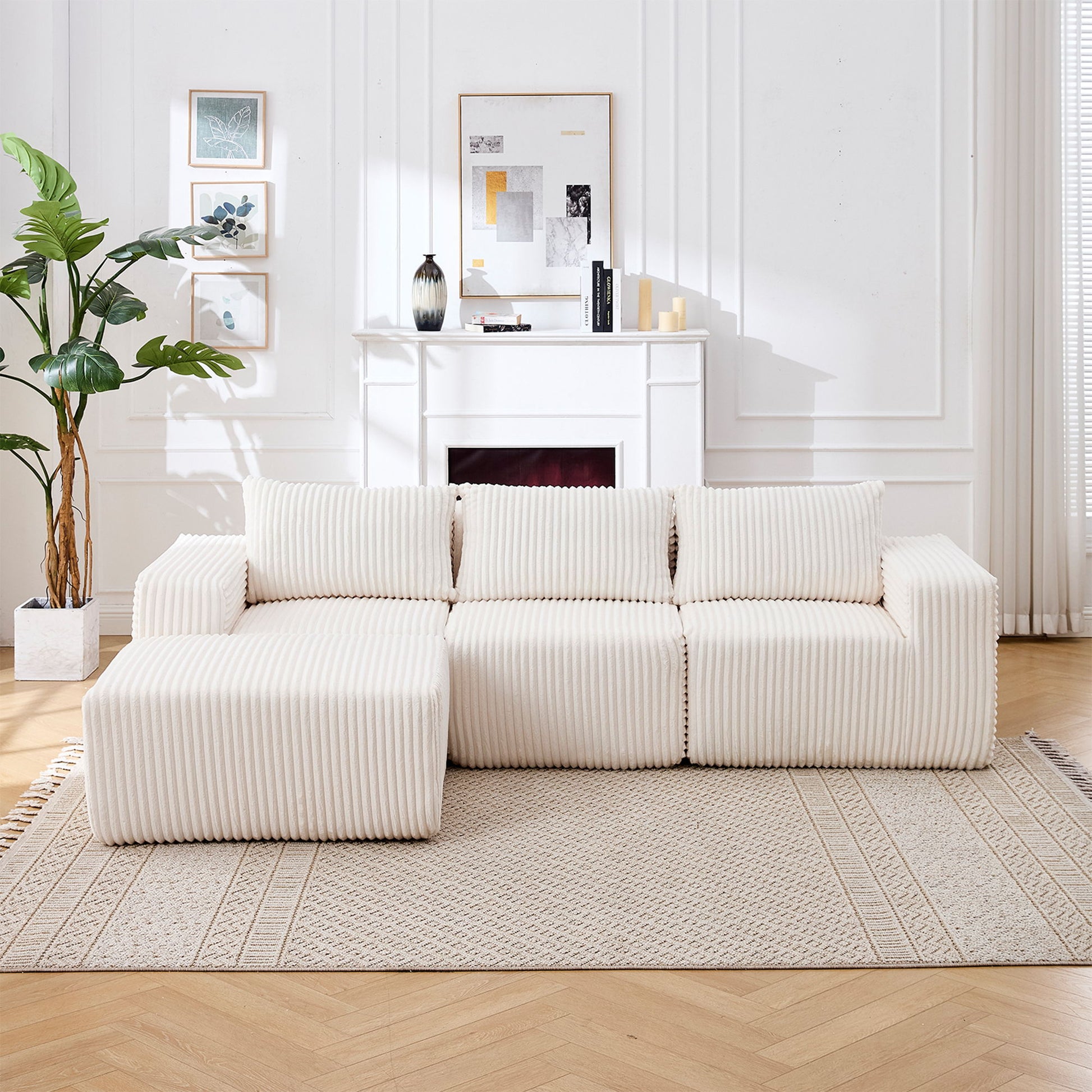 L - Shape Modern Minimalist Modular Sectional Sofa, Upholstered Cloud Couch With Deep Seats Home Essentials
