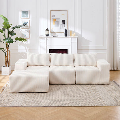 L - Shape Modern Minimalist Modular Sectional Sofa, Upholstered Cloud Couch With Deep Seats Home Essentials