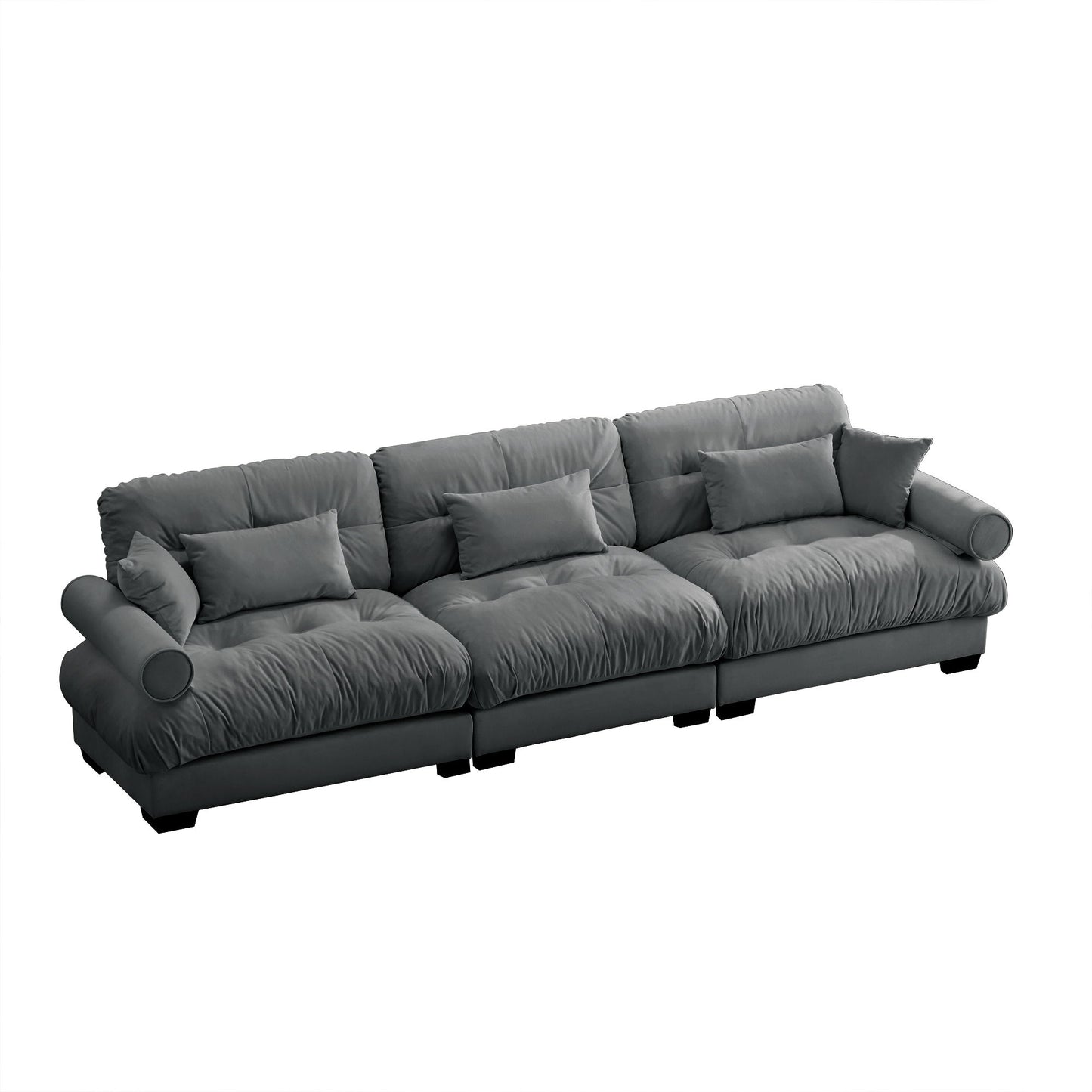 Modern Oversize Sofa With Cloud Like Comfort, Featuring Waist And Throw Pillows Home Essentials