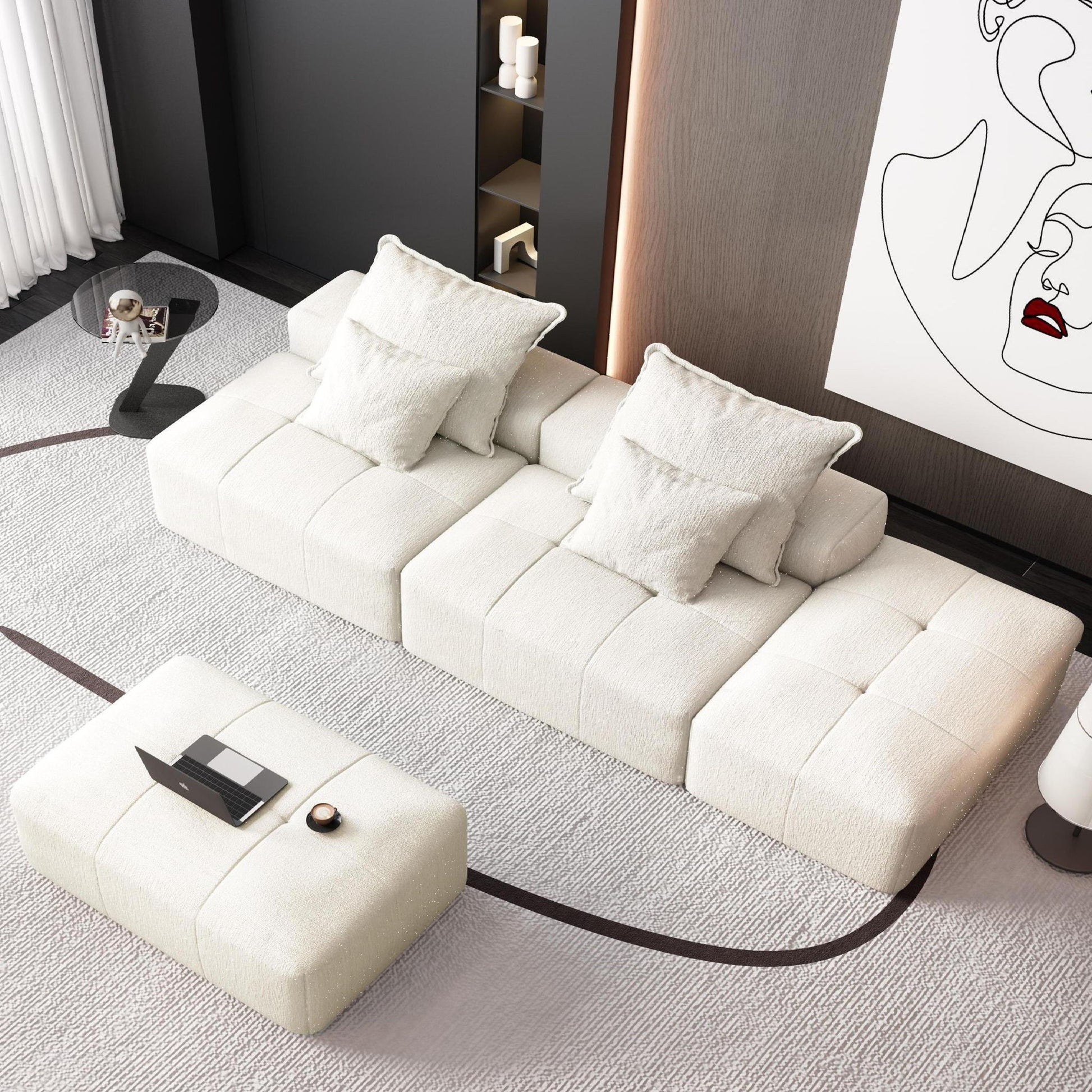 Modern Oversized Diy Combination Modular Sectional Sofa With Pillows Home Essentials