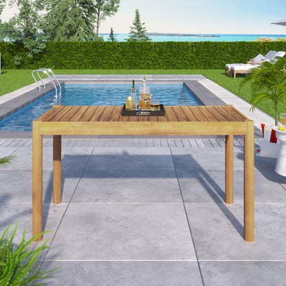 Classic Patio Dining Table, Acacia Wood - Light Teak Noble House