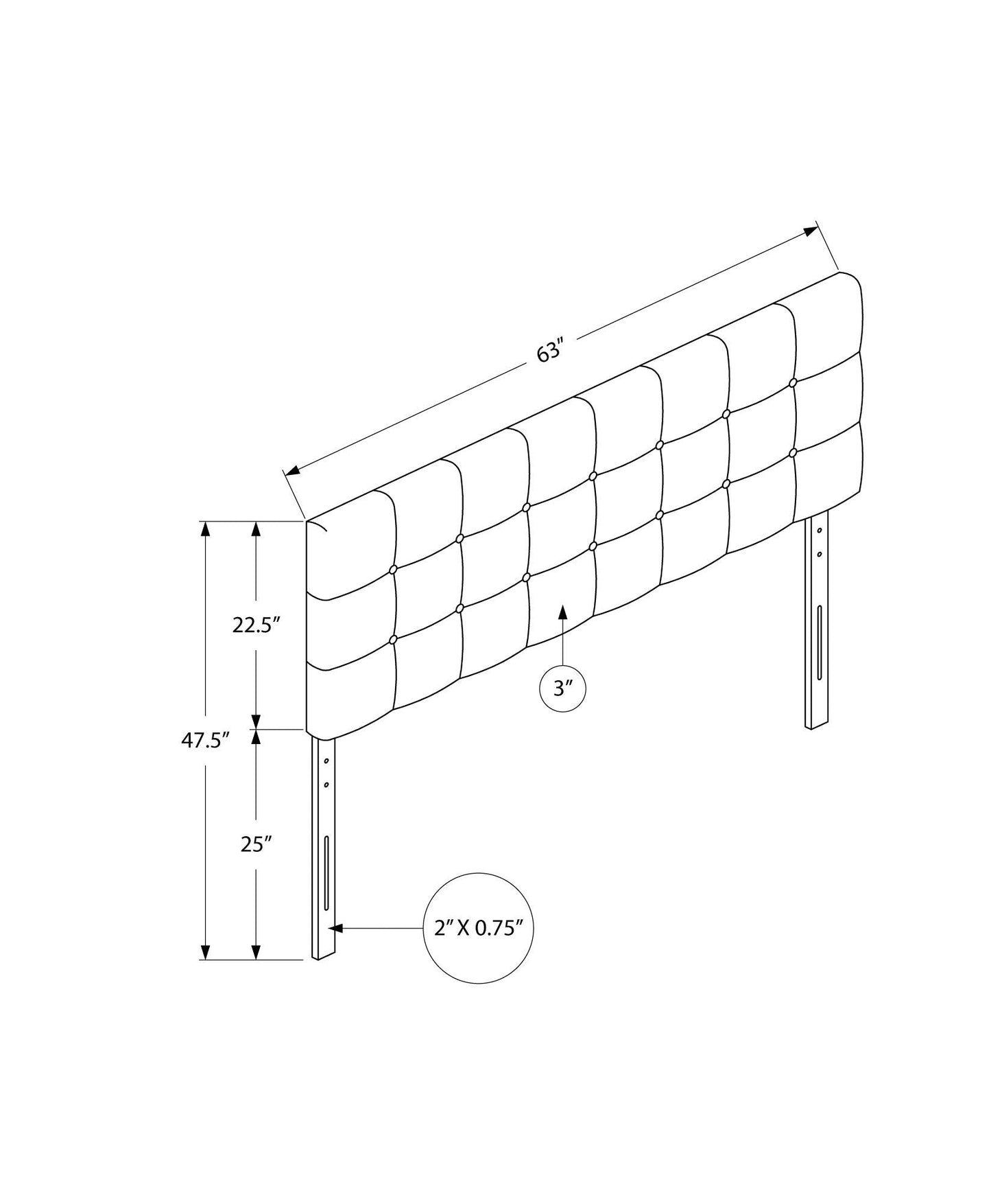 Queen Size, Bed Headboard Only, Upholstered, Transitional - Brown 8th Street