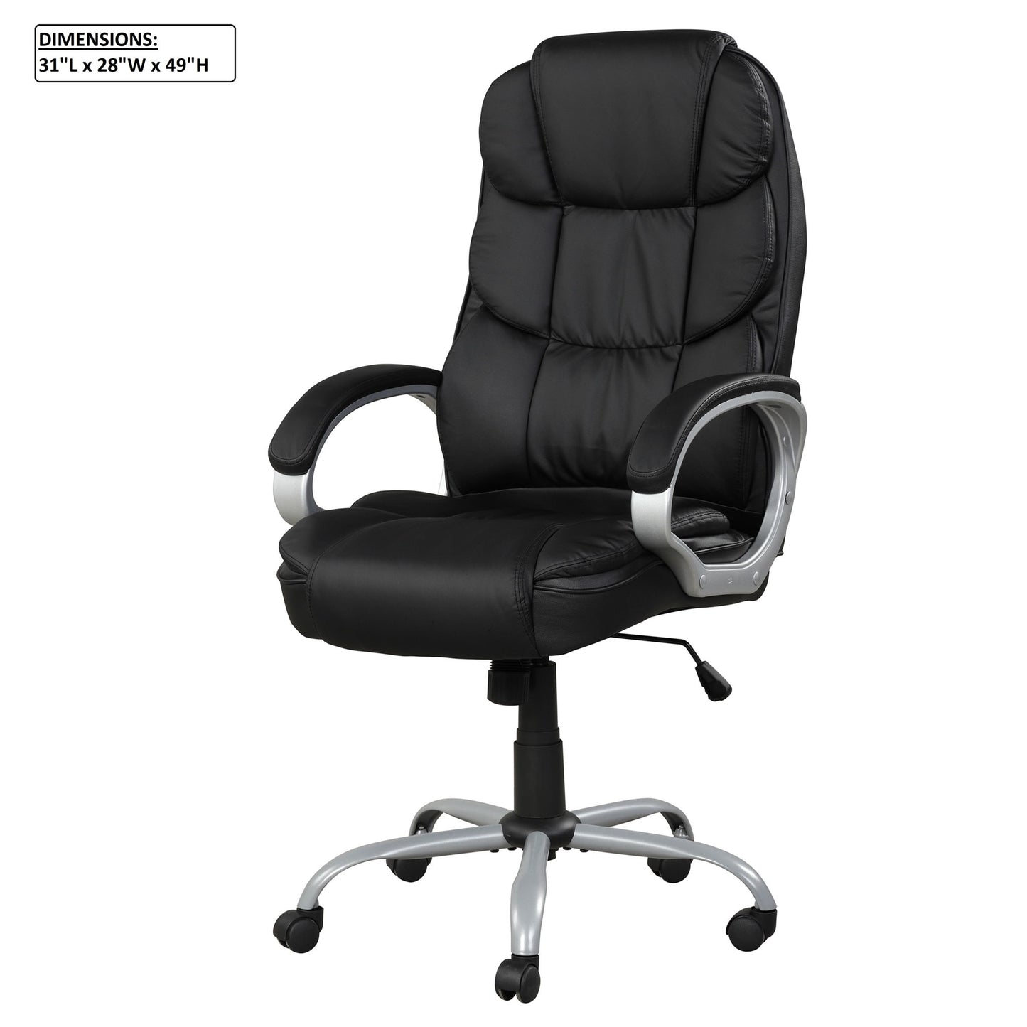 Upholstered Office Chair, Adjustable Height Swivel Chair - Black Home Essentials