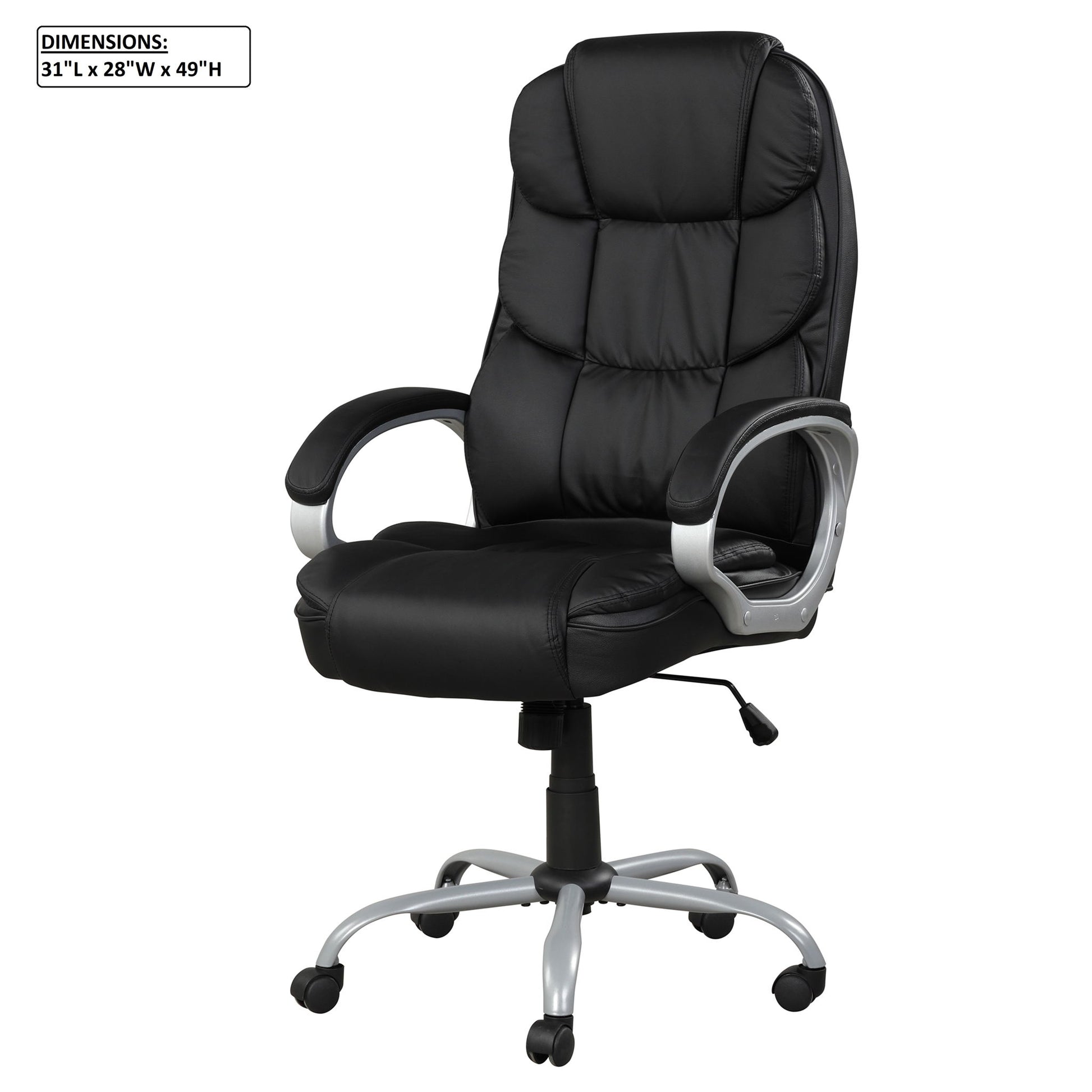 Upholstered Office Chair, Adjustable Height Swivel Chair - Black Home Essentials