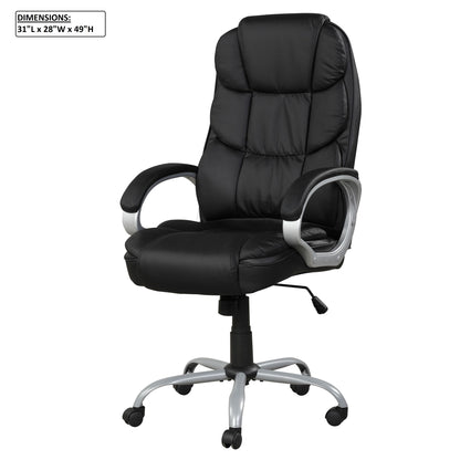 Upholstered Office Chair, Adjustable Height Swivel Chair - Black Home Essentials