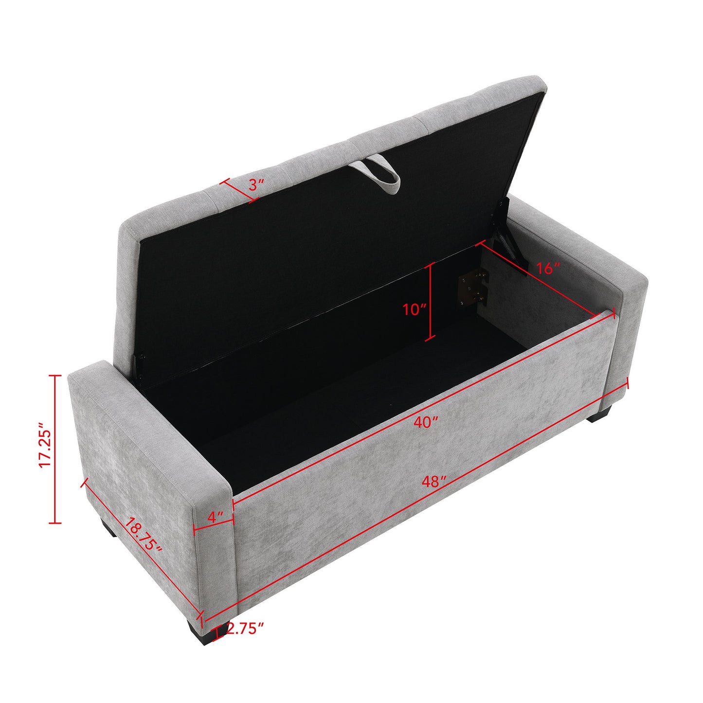 Upholstered Storage Ottoman Bench With Button Tufting And Safety Hinge Home Essentials