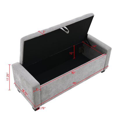 Upholstered Storage Ottoman Bench With Button Tufting And Safety Hinge Home Essentials