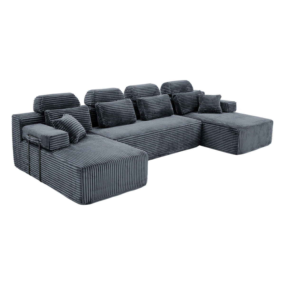 Sectional Sleeper Sofa & Storage Pockets, Modular Couch With Throw Pillows For Living Room Home Essentials