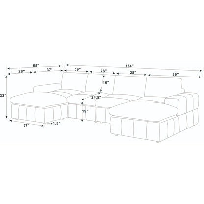 Upholstered Sectional With 2 Ottomans Living Room Seating - Dark Gray Home Essentials