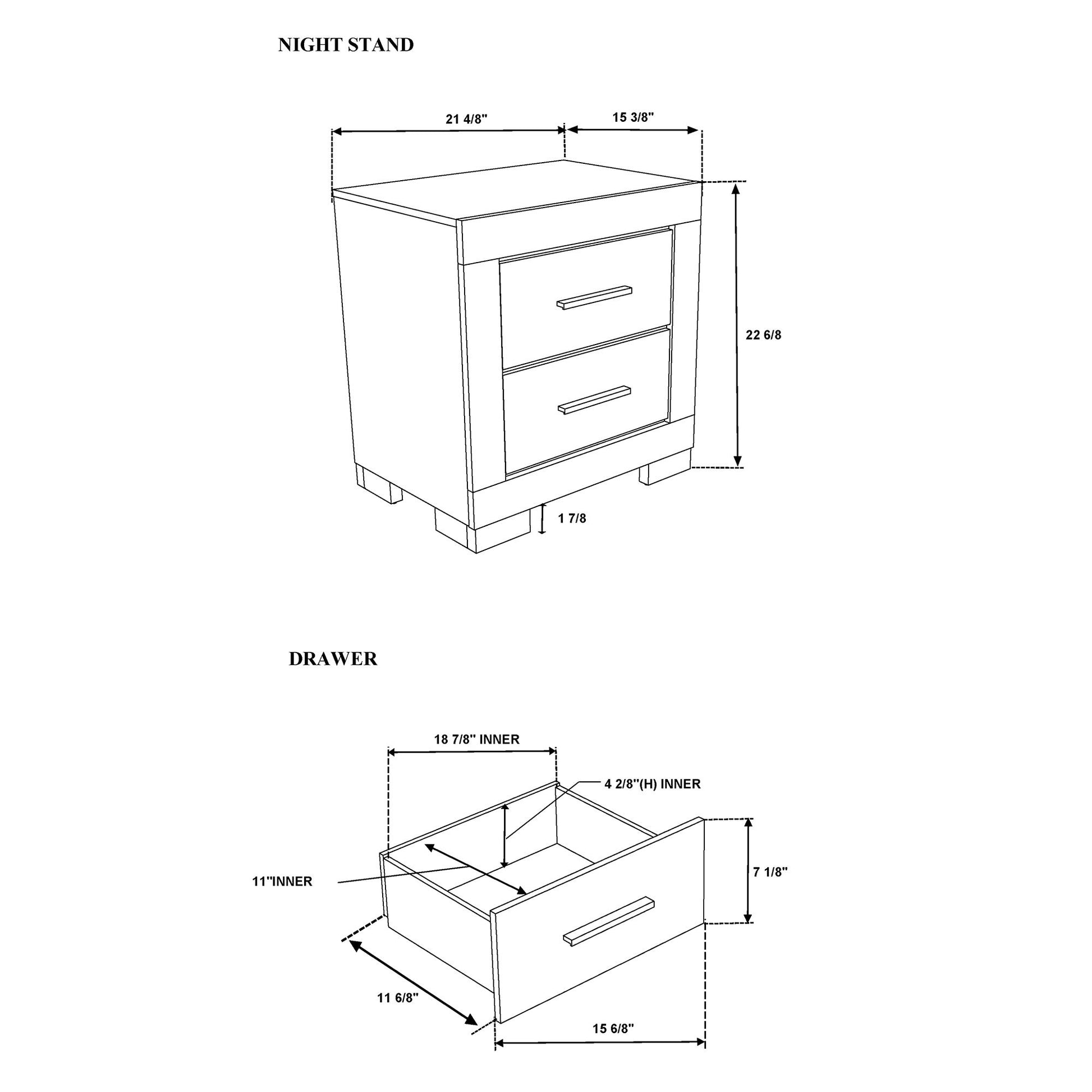 Elsa - 2 Toned Nightstand With Bar Handle And Spacious Drawers Global Furniture USA