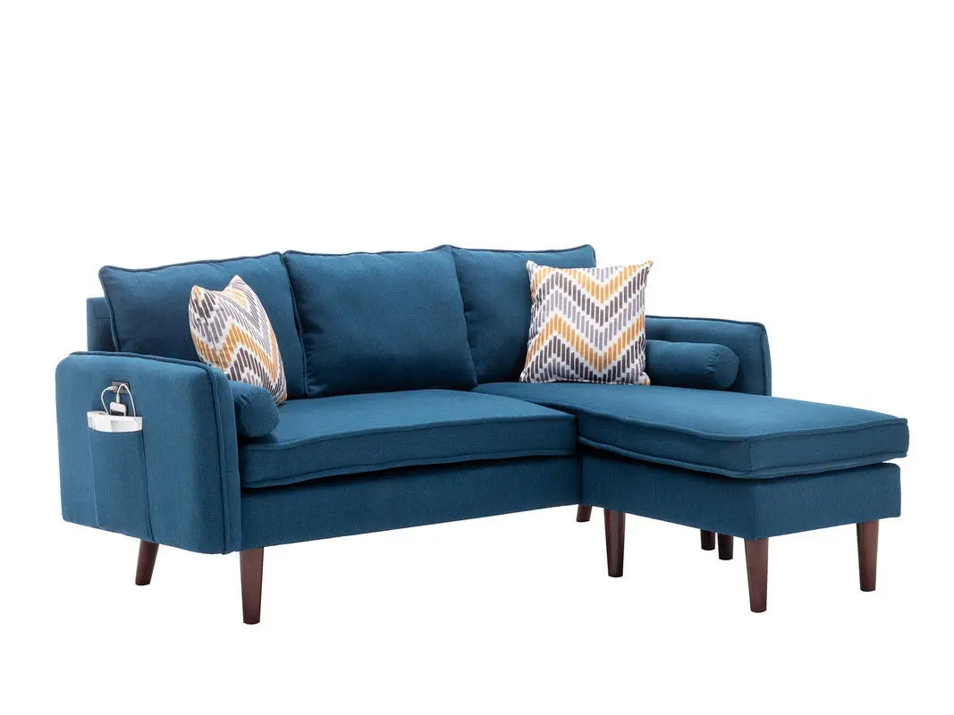 Mia - Sectional Sofa Chaise With USB Charger And Pillows Lilola Home