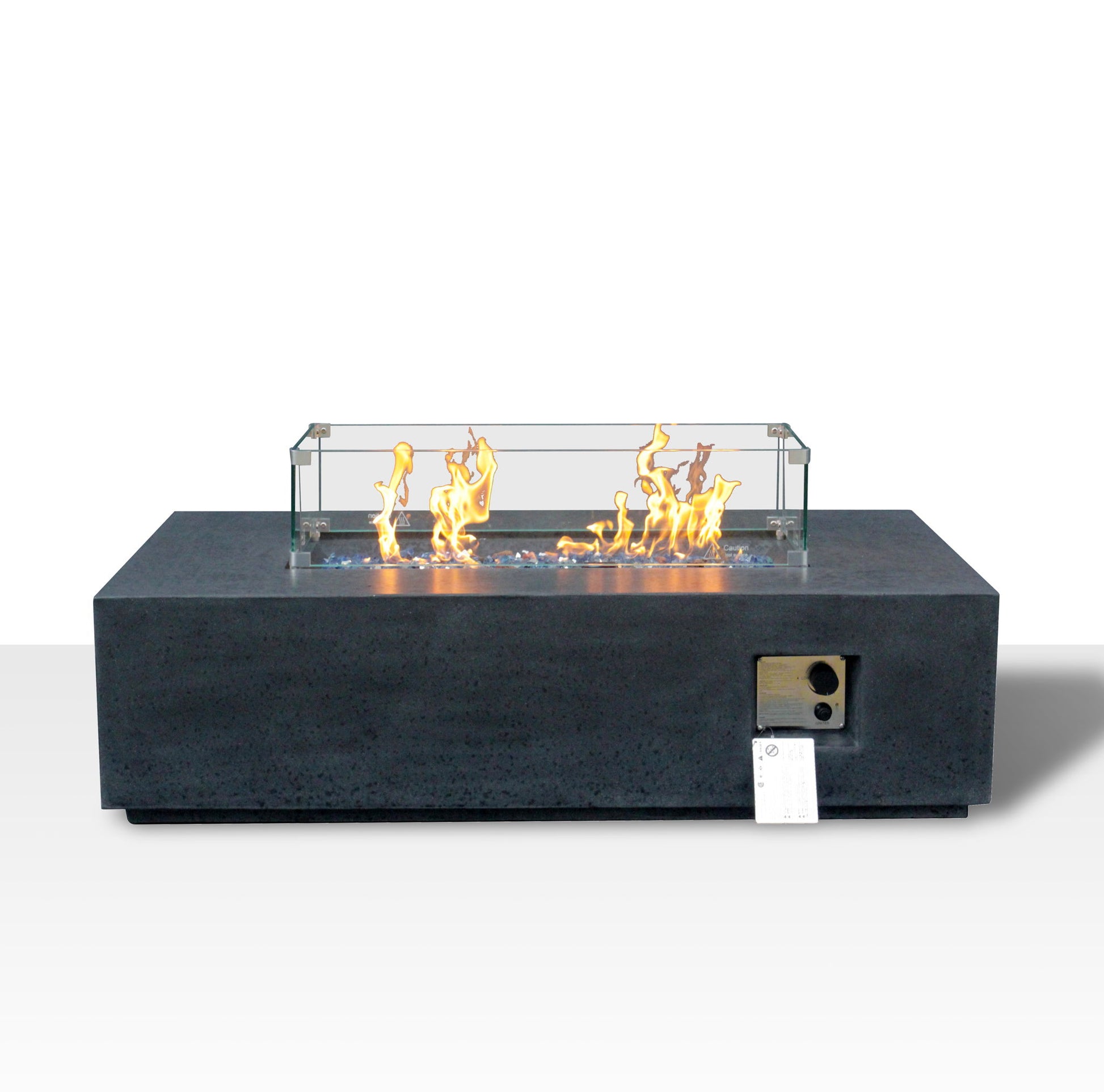 Outdoor Concrete Propane Gas Rectangle Fire Pit Table Home Essentials