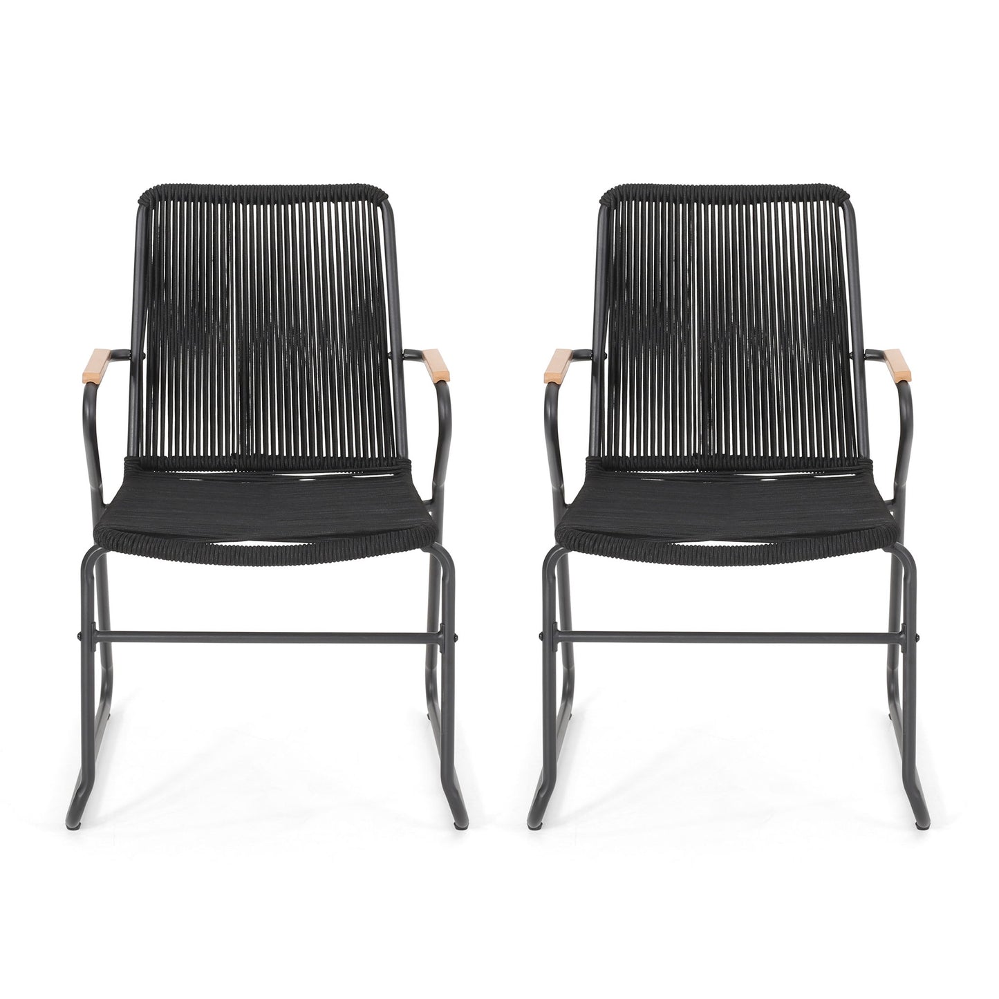 Moonstone - Outdoor Club Chair Set With Rope Weave Design - Black Noble House