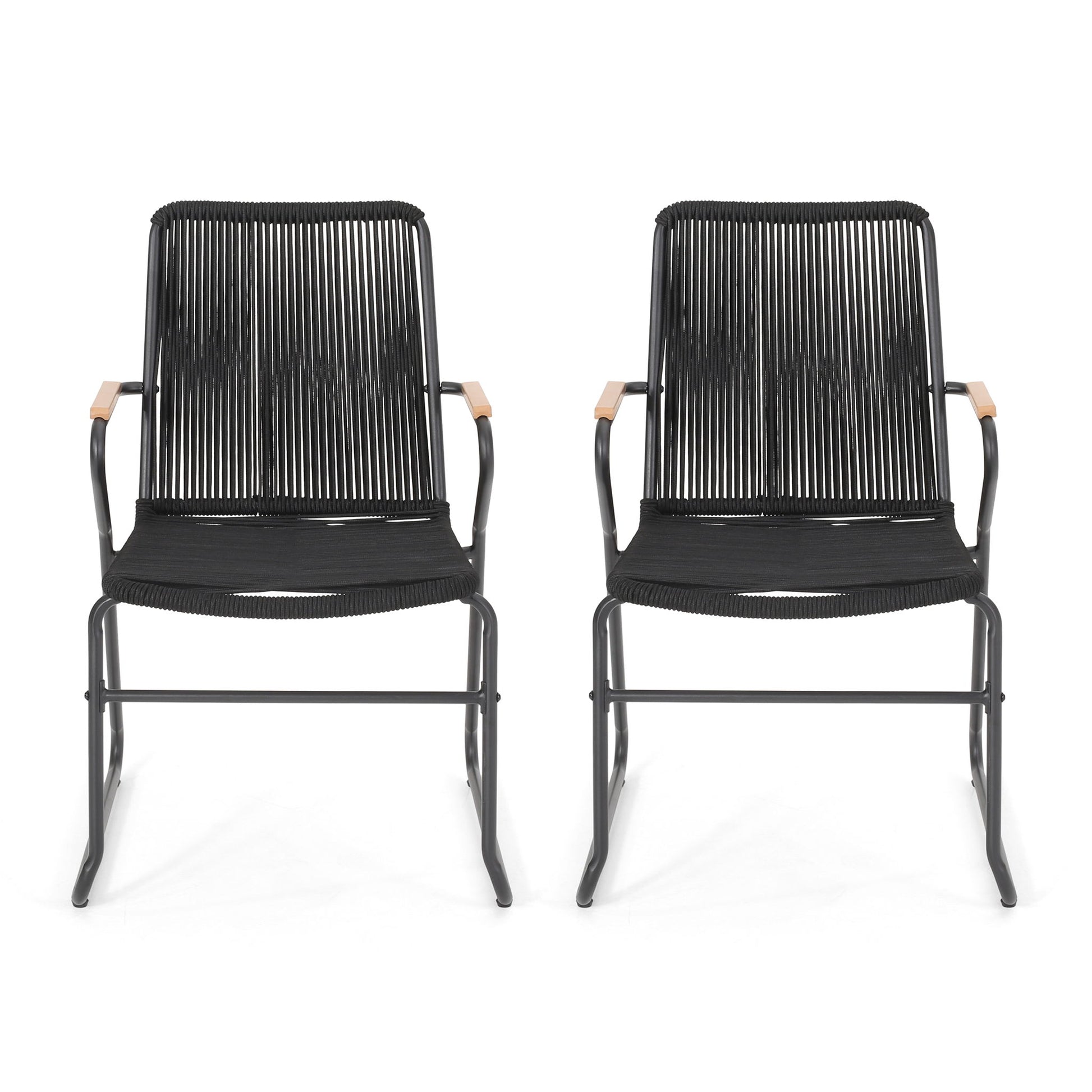 Moonstone - Outdoor Club Chair Set With Rope Weave Design - Black Noble House
