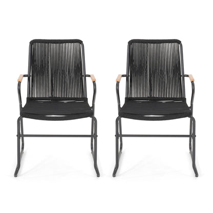 Moonstone - Outdoor Club Chair Set With Rope Weave Design - Black Noble House