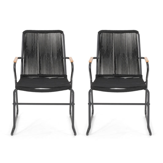 Moonstone - Outdoor Club Chair Set With Rope Weave Design - Black Noble House