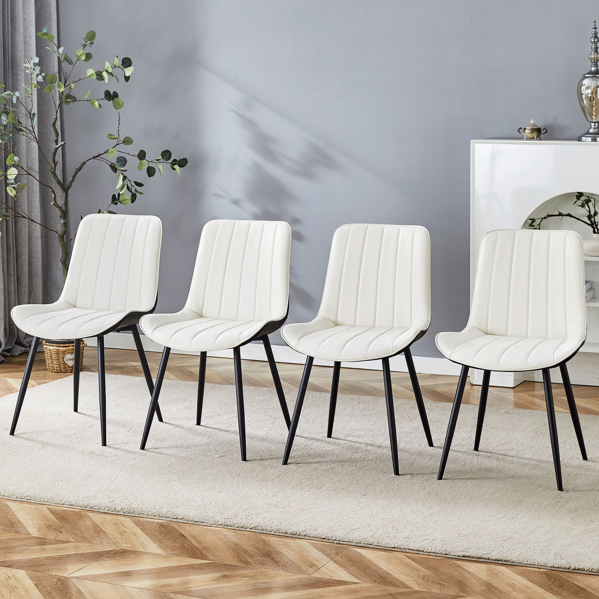 Modern Style Extended Seat Cushion Dining Chair Set Home Essentials