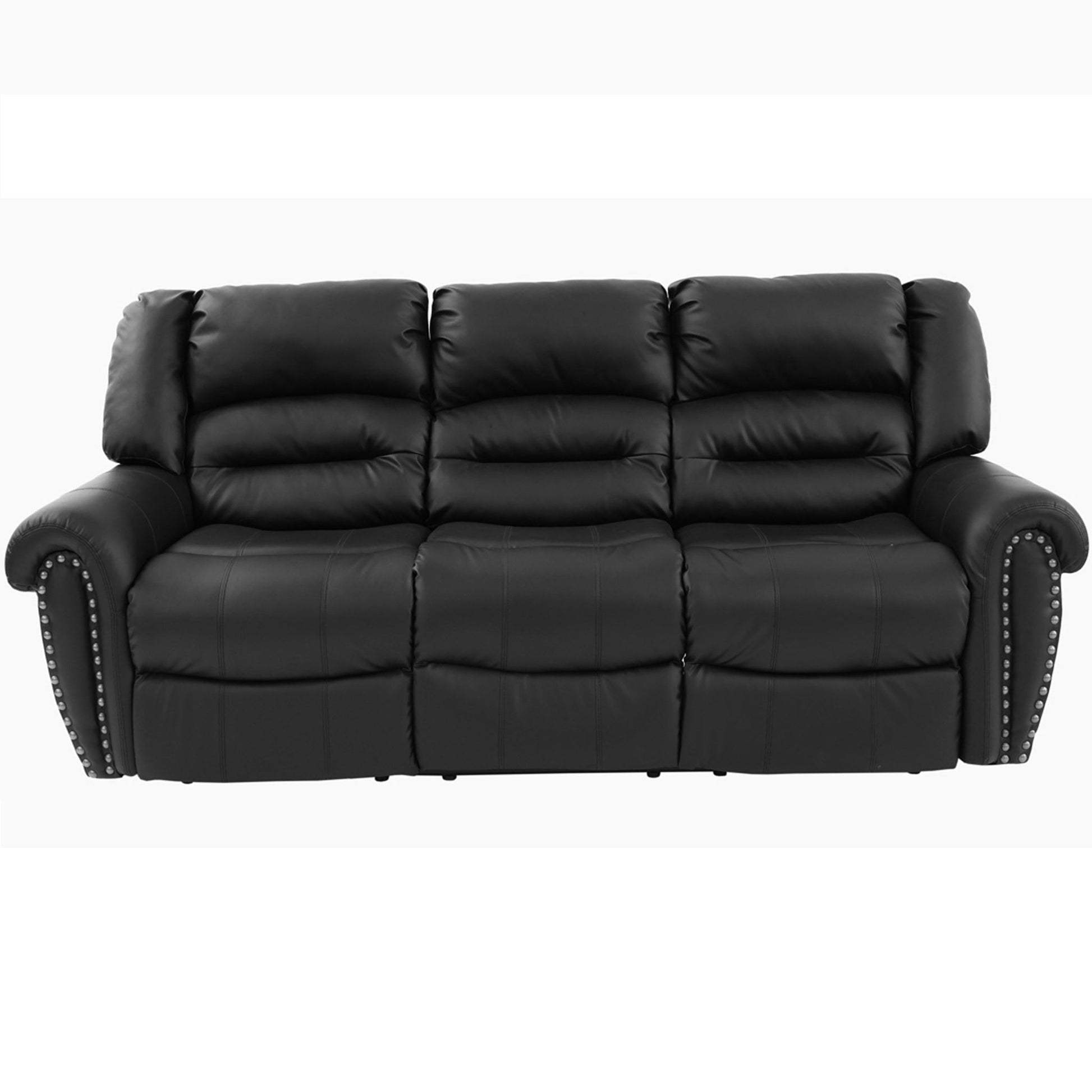 Plush Relax 1 Piece Power Reclining Sofa With Padded Armrests, 3 Seat Living Room Furniture - Black Home Essentials