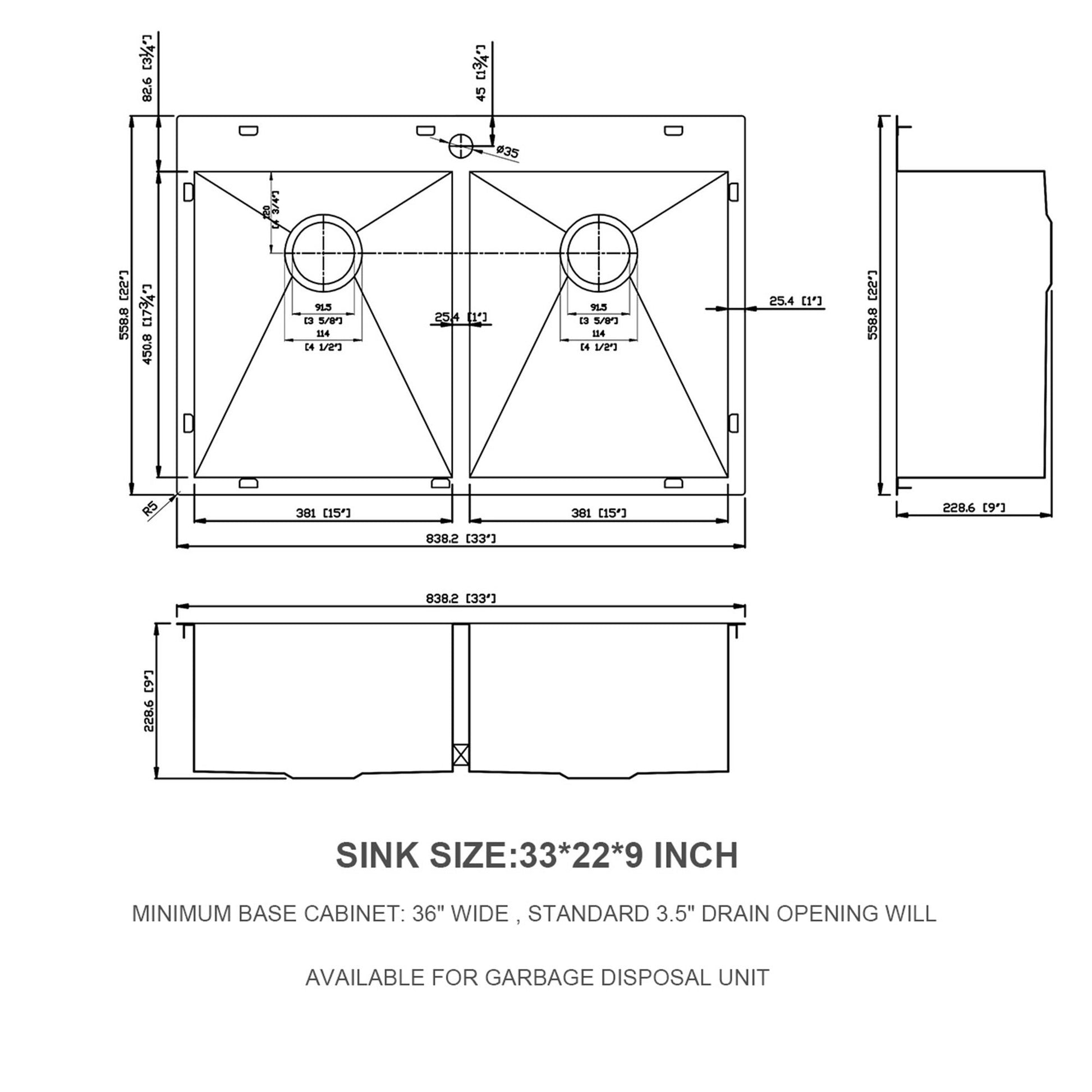 Double Bowl Drop In Sink, Stainless Steel With 50 / 50 Basins 18 Gauge - Brushed Nickel Daily Nest