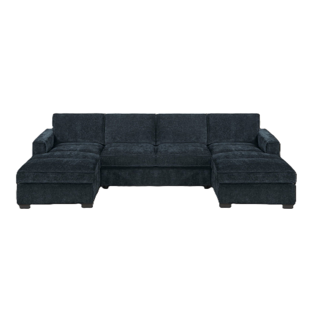 U - Sectional Sofa Upholstered LAF / RAF Chaise With Armless Loveseat And Chairs - Black Home Essentials