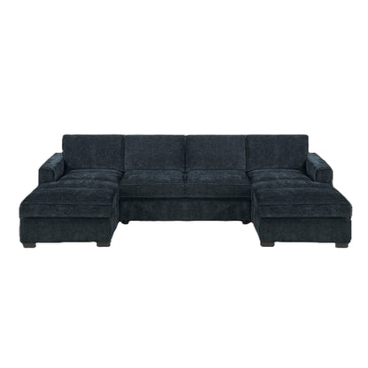 U - Sectional Sofa Upholstered LAF / RAF Chaise With Armless Loveseat And Chairs - Black Home Essentials