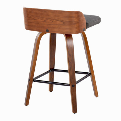 Maya - Mid Century Modern Fixed Height Counter Stool With Swivel And Square Footrest (Set of 2) Lumi Source