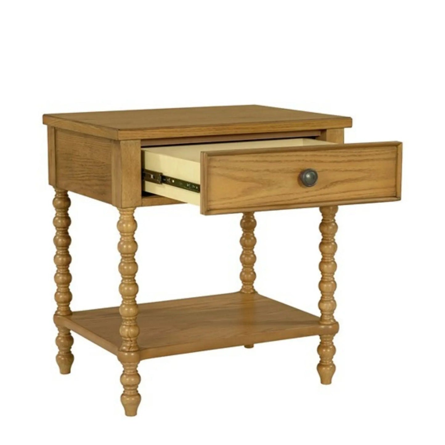 Traditional Durable Nightstand Table With Drawer And Shelf JLA