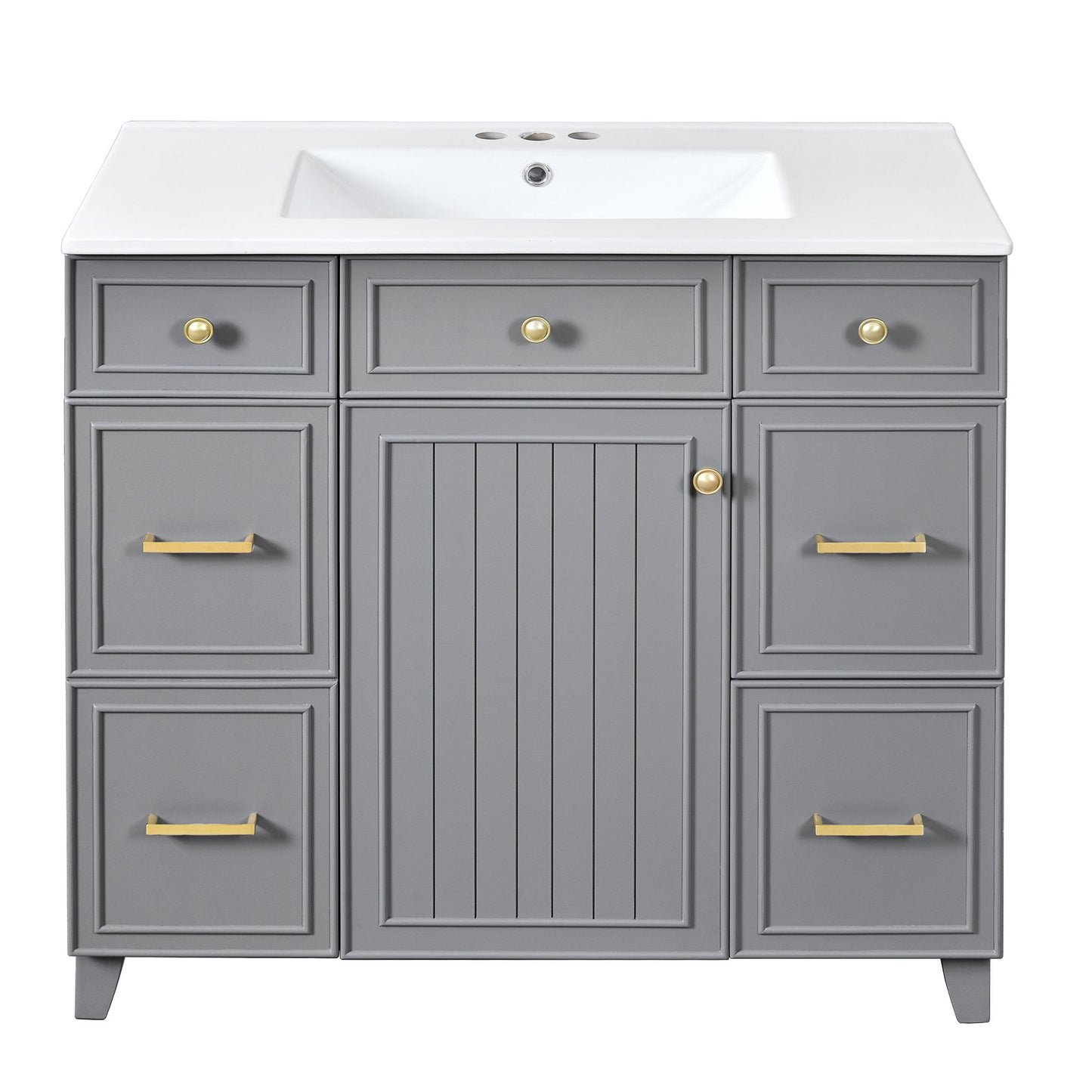 Bathroom Vanity With Ceramic Sink, Soft Close Doors, Adjustable Shelves Hearth and Haven