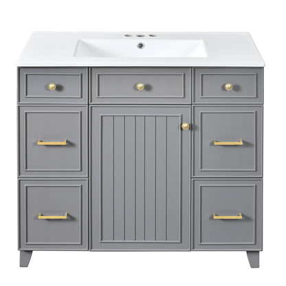 Bathroom Vanity With Ceramic Sink, Soft Close Doors, Adjustable Shelves Hearth and Haven