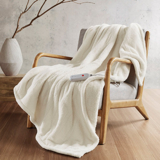 Amira - Dream Soft Heated Throw - Ivory Sharper Image