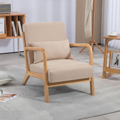 Leisure Chair With Solid Wood Armrest And Feet, Mid-Century Modern Accent Sofa, 1 Seat Home Essentials