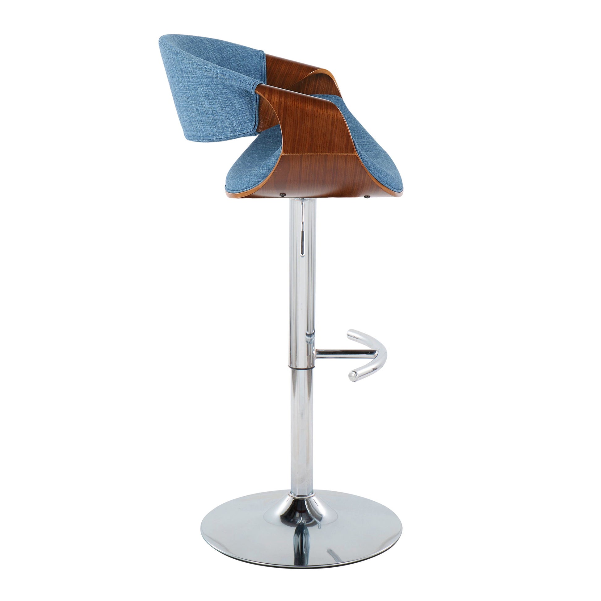 Curvo - Mid Century Modern Adjustable Barstool With Swivel With Rounded T Footrest (Set of 2) Lumi Source