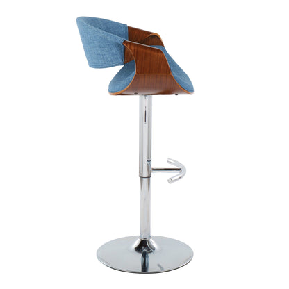 Curvo - Mid Century Modern Adjustable Barstool With Swivel With Rounded T Footrest (Set of 2) Lumi Source