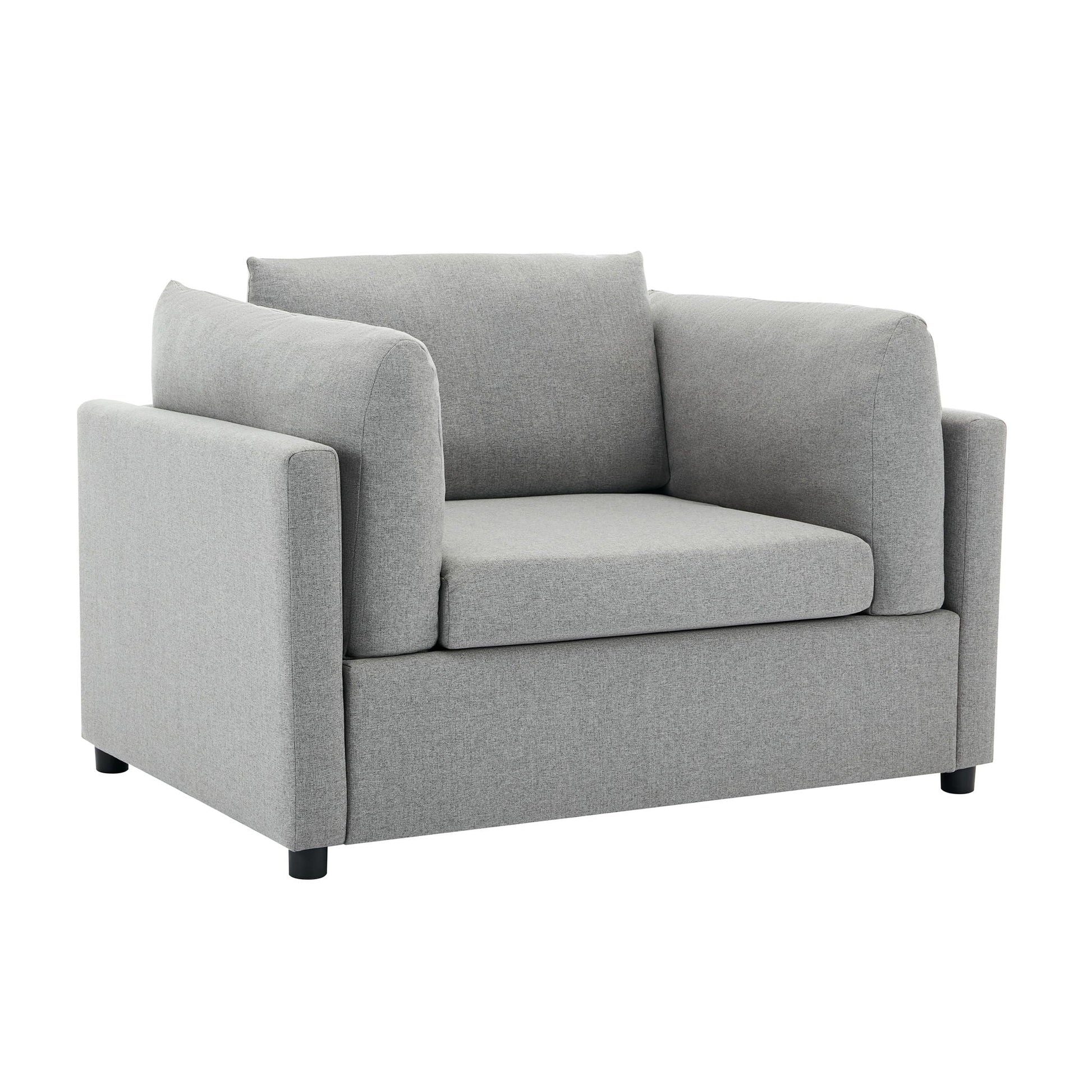 Wide Modern Oversized Armchair With Ottoman Stool, Single Sofa With Lumbar Support, Accent Chair Hearth and Haven