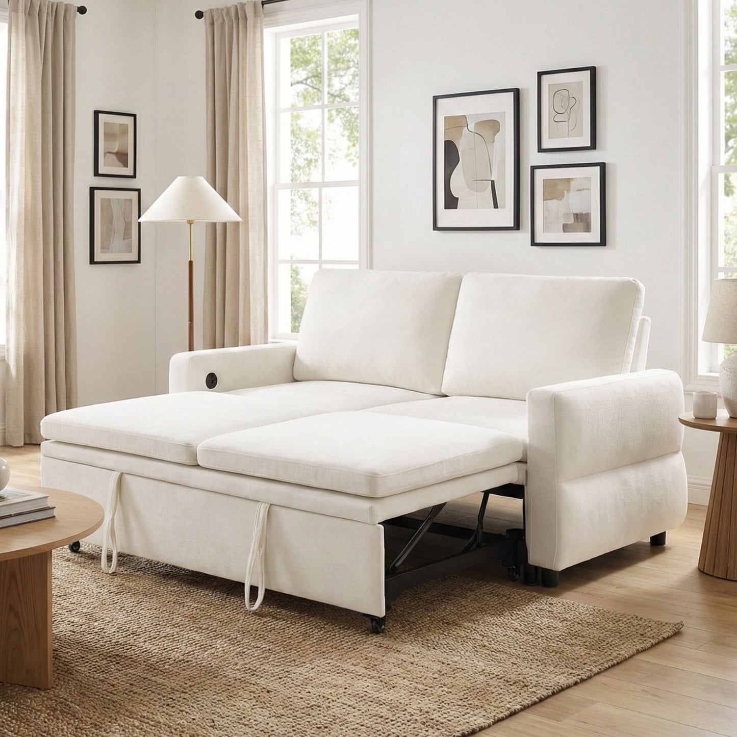 Convertible Sofa Bed Loveseat With Adjustable Backrest And USB Ports Hearth and Haven