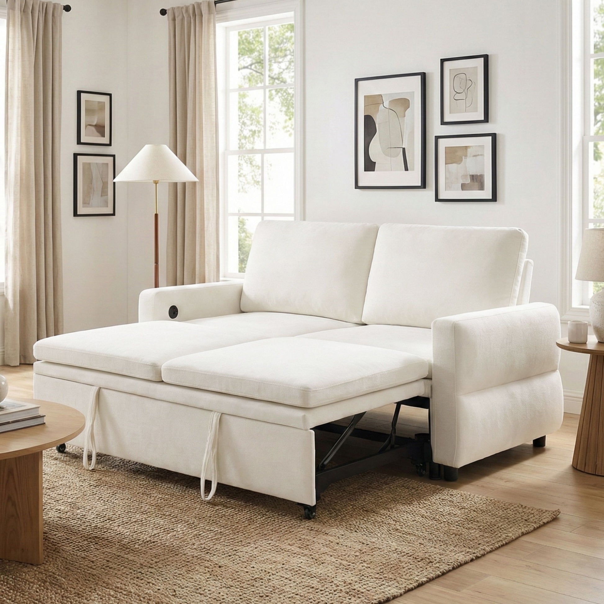 Convertible Sofa Bed Loveseat With Adjustable Backrest And USB Ports Hearth and Haven