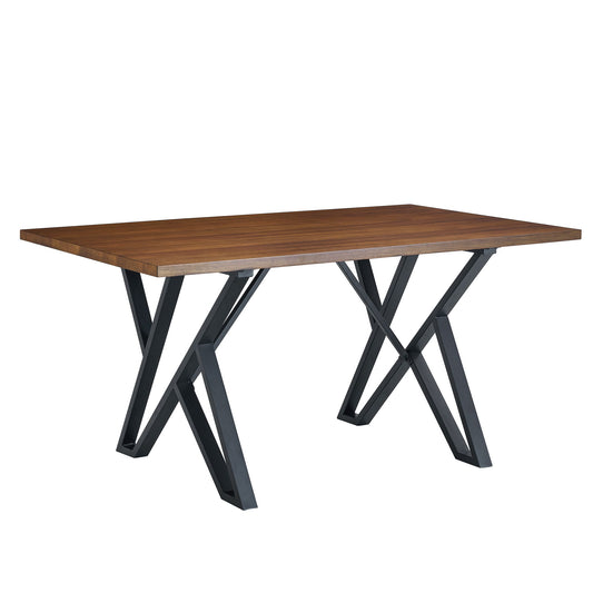 Industrial Style Indoor Dining Table With Metal Legs - Walnut / Black Noble House